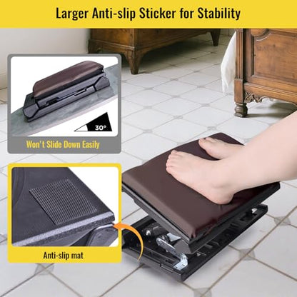 Foot Rest for Under Desk at Work Enlarged, Ergonomic Footrest with Adjustable Height and Angle, Foldable Foot Stool with Removable Pad Massage Beads for Office Gaming Chair Brown - color: Brown Plus