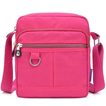 Casual Nylon Purse Handbag Crossbody Bag Waterproof Shoulder Bag for Women - color: Red