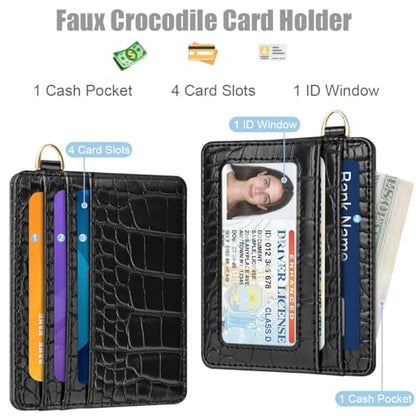 Slim Credit Card Holder Crocodile Wallet Women Thin Wallets - color: A Black