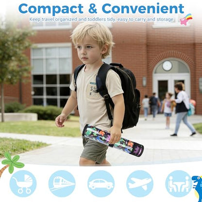 COOLBEBE Airplane Tray Table Cover, Foldable Travel Tray Cover - color: Black Dinosaur
