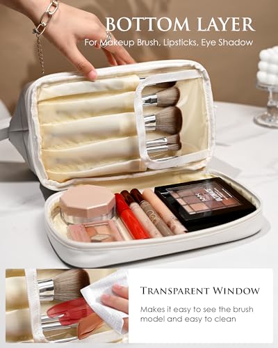 Birthday Gift for Teens, Initial Large Makeup Bag, Gift for Women - color: White, style: L