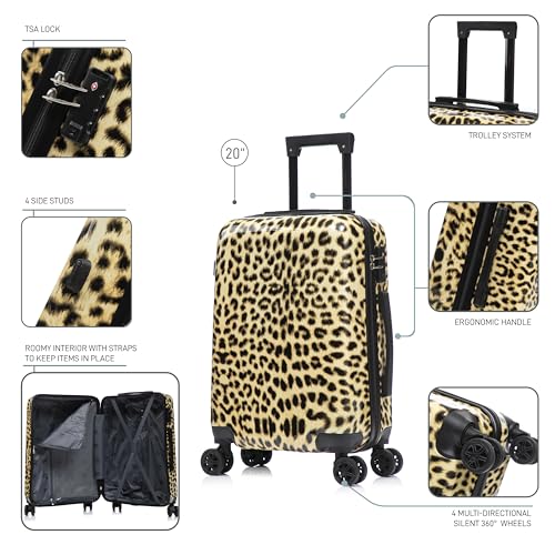 InUSA Cheetah Print 20-Inch Carry-On Hardside Spinner Luggage Lightweight - color: Cheetah, size: 20 Inch