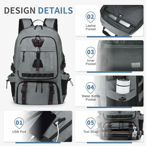 Travel Backpack with Shoe Compartment 35L TSA Carry on Fits 18.4" - color: Standard Grey