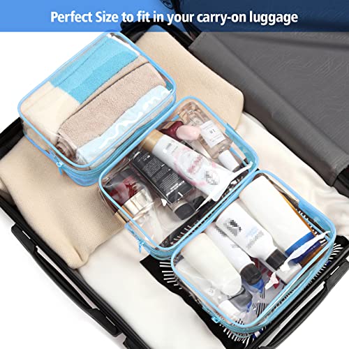 PACKISM TSA Approved Toiletry Bag - Clear Makeup Bag for Travel, Light Blue - color: New Light Blue, size: Medium Set
