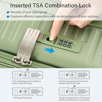 HanTrip 20"/28" Top Opening Luggage Sets 2 Piece Hard Shell Suitcase, Green - color: Bamboo Green, size: Expandable 2-Piece Set(20/28)