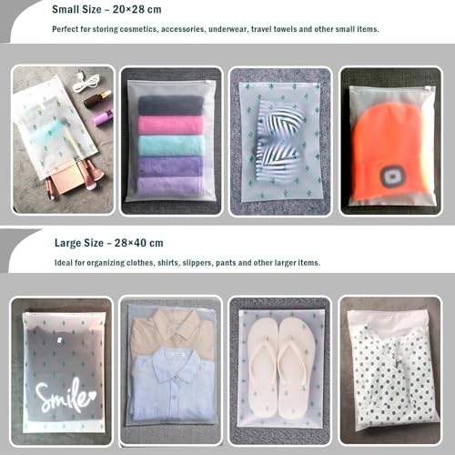 Travel Storage Bags, 30PCS Resealable Ziplock Bags Clear Bag & Frosted Zip lock Seal Clothes Bags Hospital Waterproof Luggage Organiser for Clothes Shoes Cosmetics