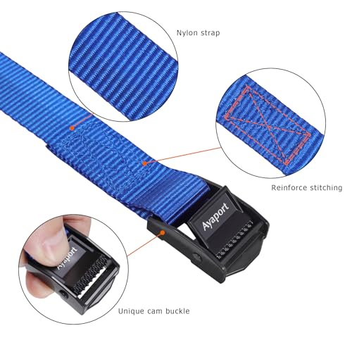 Ayaport Adjustable Lashing Straps with Buckles 0.75" x 8', 4 Pack - color: Blue, size: 0.75'' x 8'