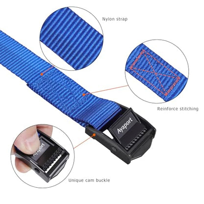 Ayaport Adjustable Lashing Straps with Buckles 0.75" x 8', 4 Pack - color: Blue, size: 0.75'' x 8'