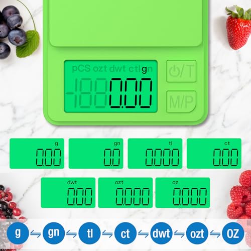 1000g x 0.01g Precision Gram Scale, Diyife Mini Scale with LCD Display - color: Green