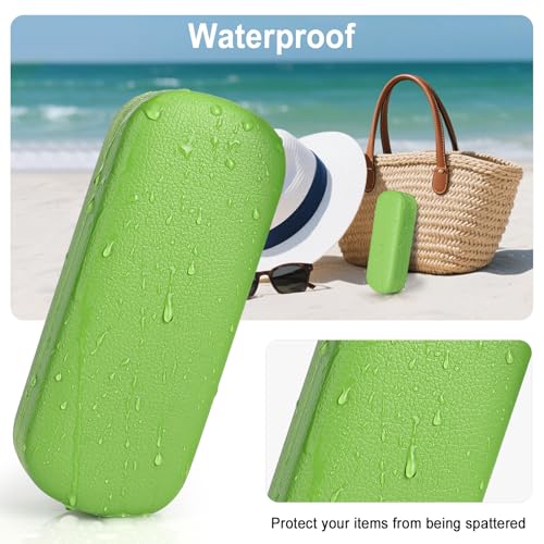 RayLove Glasses Case Hard Shell Eyeglass Case with Cleaning Cloth, PU Leather Protective Eye Glass Cases Fits Most Sunglasses - color: Green Green