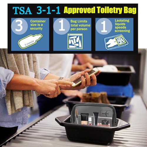 Clear Toiletry Bag 2-Pack TSA Approved Toiletries Bags with Handles, Gold - color: Gold-ST
