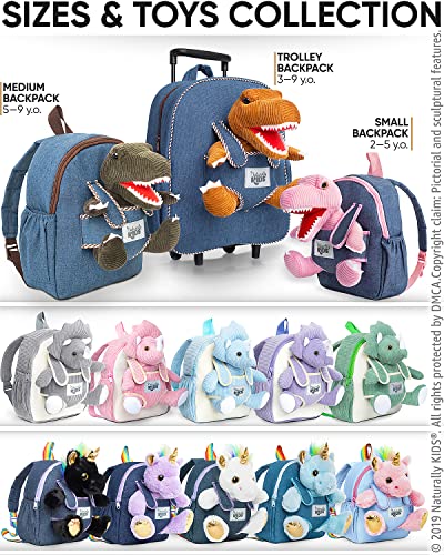 Naturally KIDS Toddler Suitcase w. Plush Brown Dinosaur Toy, w. Pockets - color: 04 Dinosaur Trex, size: Large