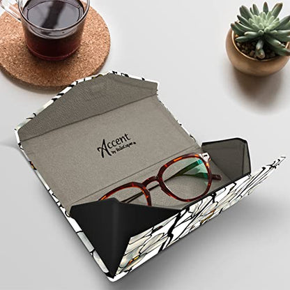 RainCaper Folding Travel Sunglasses & Reading Eyeglasses Case - Vegan Leather, Compact, Magnetic Closure, Slim Trifold Design - color: Tiffany Magnolia