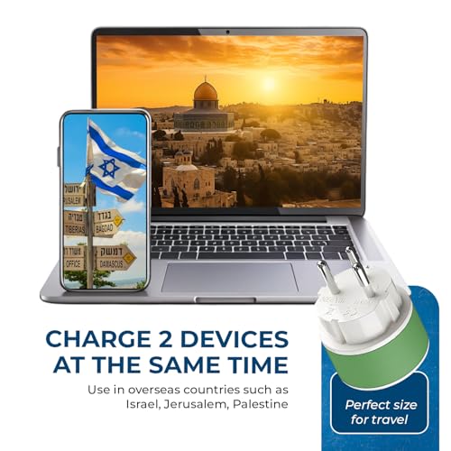 OREI Israel, Palestine Power Plug Adapter with 2 USA Inputs - Travel 3 Pack - Type H (US-14) Safe Grounded Use with Cell Phones, Laptop, Camera Chargers, CPAP, and More - style: Type H-Israel,Palestine