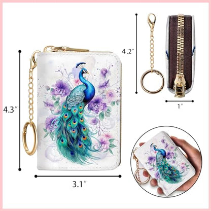 Blusabaca RFID Credit Card Holder Small Women Travel Wallet, Peacock - color: Peacock