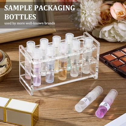 Chiallco Mini Perfume Sample Bottles, 3 ml Plastic Small Spray Bottle 10 Pack, Fine Mist, Portable Perfume Travel Refillable Bottle, Upgraded atomizer sprayer, Clear - style: 3ML
