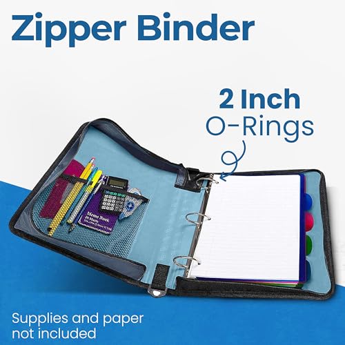 Case-it School Zipper Binder | 2-Inch O-Rings | 350-Sheet | D-251 Teal - color: Teal Blue, size: 1 Pack