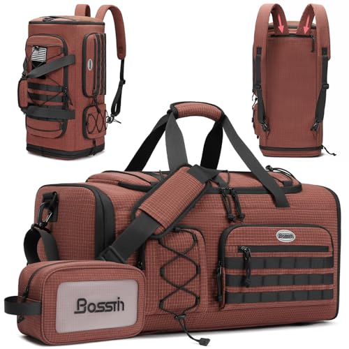 BOSSTIN Gym Bag for Men & Women, 45L-50L Expandable Sports Duffle Bag - color: Coffee Checkered