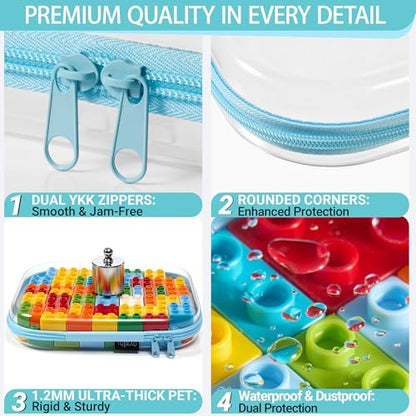YQBRAO Clear Hard Shell Zipper Cases, 6 Multi-Size Organizers, Blue - color: Blue, size: 6 Pack (2L+2M+2S)