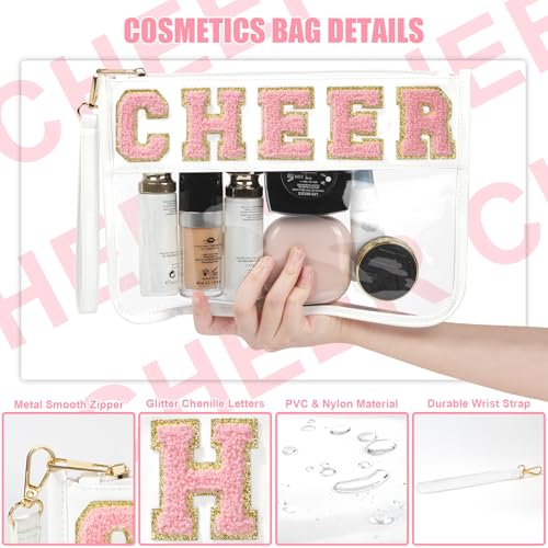 BuyCard Cheer Gift Chenille Letter Bags Clear Cheerleading Makeup Bag White - color: White-Cheer
