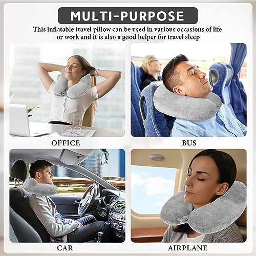 Sintuff 2 Inflatable Neck Pillow Airplane Travel,Gray - color: Gray