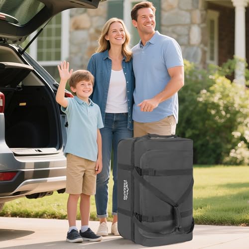 120L Foldable Rolling Duffel Bag with 3 Wheels and Handle (30 inch) - color: Grey