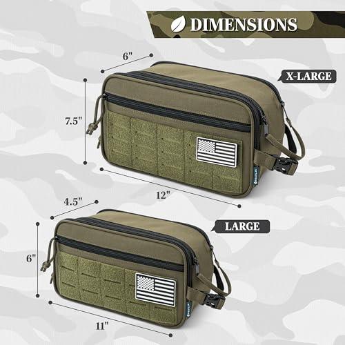 PAVILIA Tactical Toiletry Bag Men, Water Resistant Molle Military, Olive XL - color: Olive, size: Extra Large