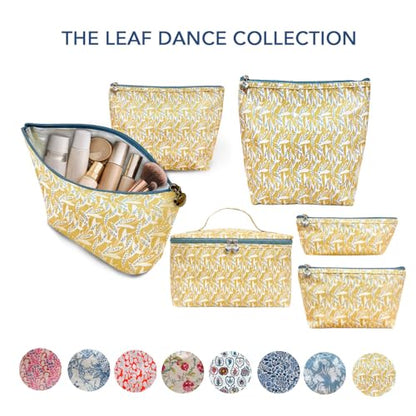 Vanity Bag/Train Case - Water-Resistant, PVC-Lined, Easy to Clean, Compact & Travel Ready Makeup Organizer - Leaf Dance Print - color: Leaf Dance, size: Large Vanity/Train Case