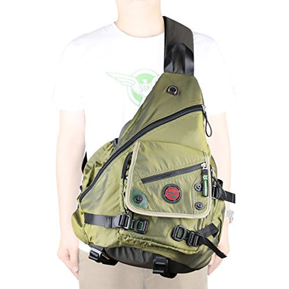 Large Sling Bag Laptop Backpack Cross Body Messenger Bag Shoulder Travel Rucksack (A-Green) - color: A-green