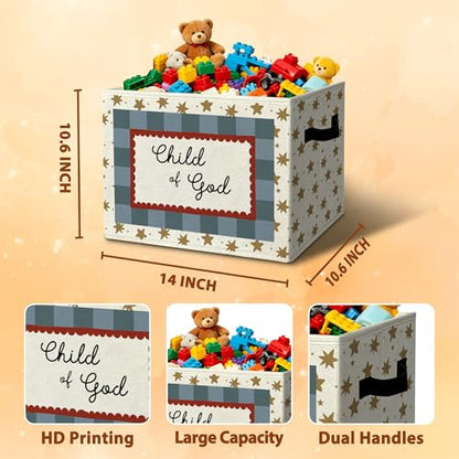 Christian Religious Positive Storage Bins Box with Handles Organizer Basket - color: 045