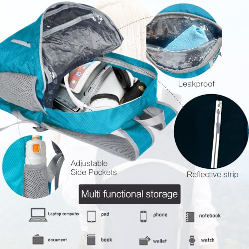 Waterproof Foldable Hiking Backpack, Lightweight Beach Bag SkyBlue - color: Blue3