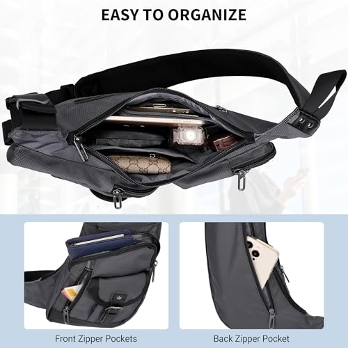 WITZMAN Slim Sling Bag for Men Crossbody Lightweight Chest Bag Casual - color: Silvery Grey