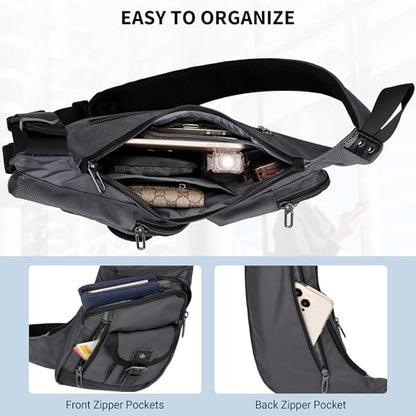 WITZMAN Slim Sling Bag for Men Crossbody Lightweight Chest Bag Casual - color: Silvery Grey