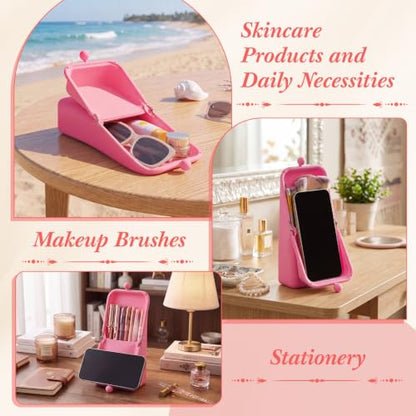 Kacctyen Makeup Brush Case Silicone Standing Makeup Brush Holder,Pink - color: Pink