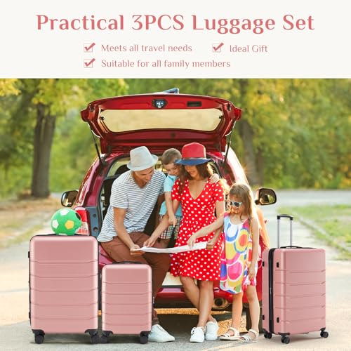OLIXIS 20 Inch Carry-On Suitcase, Hardside Rolling Luggage, Pink - color: Pink, size: 20 IN