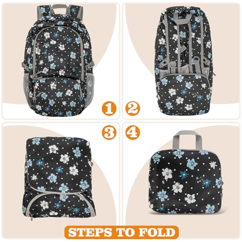 ZOMAKE Lightweight Packable Backpack 30L, Foldable Travel Hiking Daypack - color: D-black,floral Pattern, size: 30L