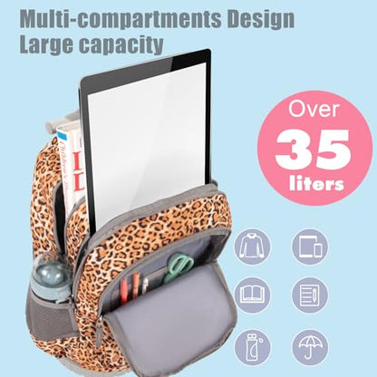 Tilami Rolling Backpack for Boys and Girls,Leopard Brown - color: Leopard Brown