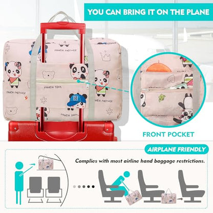 Travel Bag Carry on Duffel Bag Foldable Luggage Spirit Airlines Personal Item Bag Sports Gym Bags Weekender Overnight Bag Nylon Travel Duffel for Women (Panda) - color: Panda