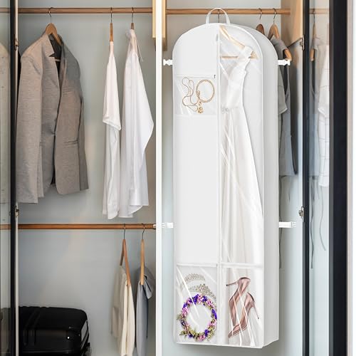 Simple Houseware 70" Long, 8" Depth Wedding Dress Garment Bag with Pockets - size: 70-Inch Long w/ Pocket, Single