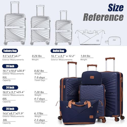 Eeeza Luggage Sets 5 Piece Hardside Suitcase Pink (20"/24"/28"/DB/TB) - color: Pink