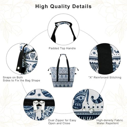 Expandable Duffel Bag for Women with Trolley Sleeve/Wet Pocket Weekender Travel Tote Large Carry On Overnight Luggage - color: Elephant