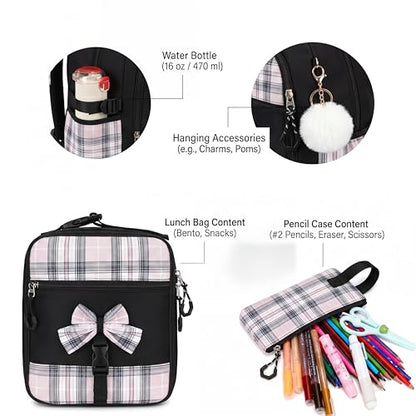 PiPiCat Backpack for Girls 4 in 1 Back to School Bookbag - color: K4 Butterfly Black