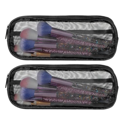 Molain 2 Pcs Mesh Makeup Brush Bag, Clear Travel Makeup Brush Holder