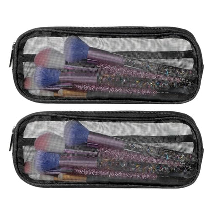 Molain 2 Pcs Mesh Makeup Brush Bag, Clear Travel Makeup Brush Holder