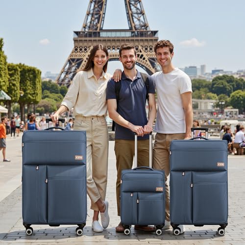 3-Piece Luggage Set(20/26/30in)-Expandable Luggage Set - color: Navy, size: 3-Piece Set (20"/26"/30")