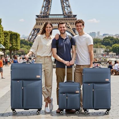 3-Piece Luggage Set(20/26/30in)-Expandable Luggage Set - color: Navy, size: 3-Piece Set (20"/26"/30")