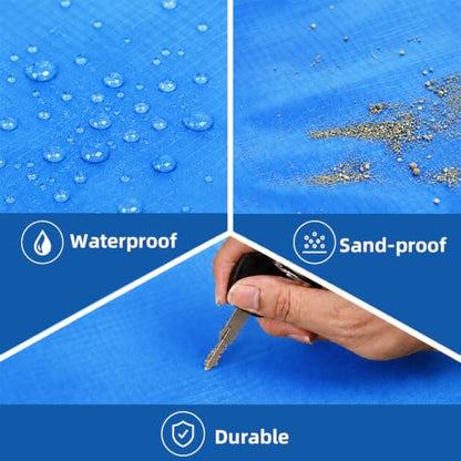 Frelaxy Pocket Picnic Blanket, Waterproof Blanket for Beach Festival - color: Navy & Blue, size: 57'' x 71''