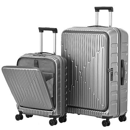 Kaleenie 2 PCS 20/29 Luggage Sets, 20” Cabin Luggage 29” Side Open Suitcase - color: Dark Gray, size: 20/29 Set