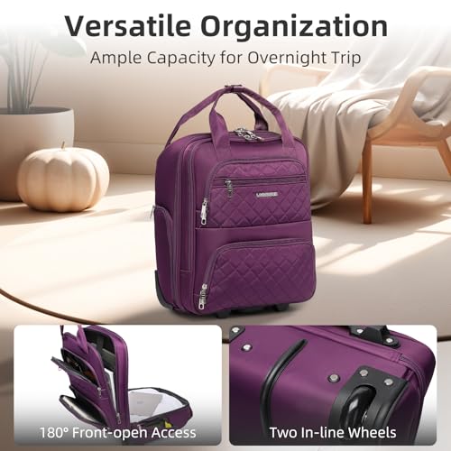 LARVENDER Softside Carry On Luggage 4 Piece, Expandable Carry On Luggage 22x14x9 Airline Approved Underseat Suitcase with Spinner Wheels TSA Lock, Purple (16/20/BP/TB) - color: Purple