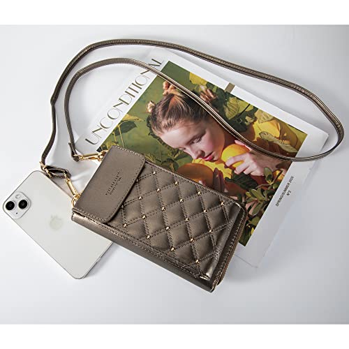 Montana West Crossbody Cell Phone Purse for Women RFID Blocking Cellphone Wallet - color: Bronze